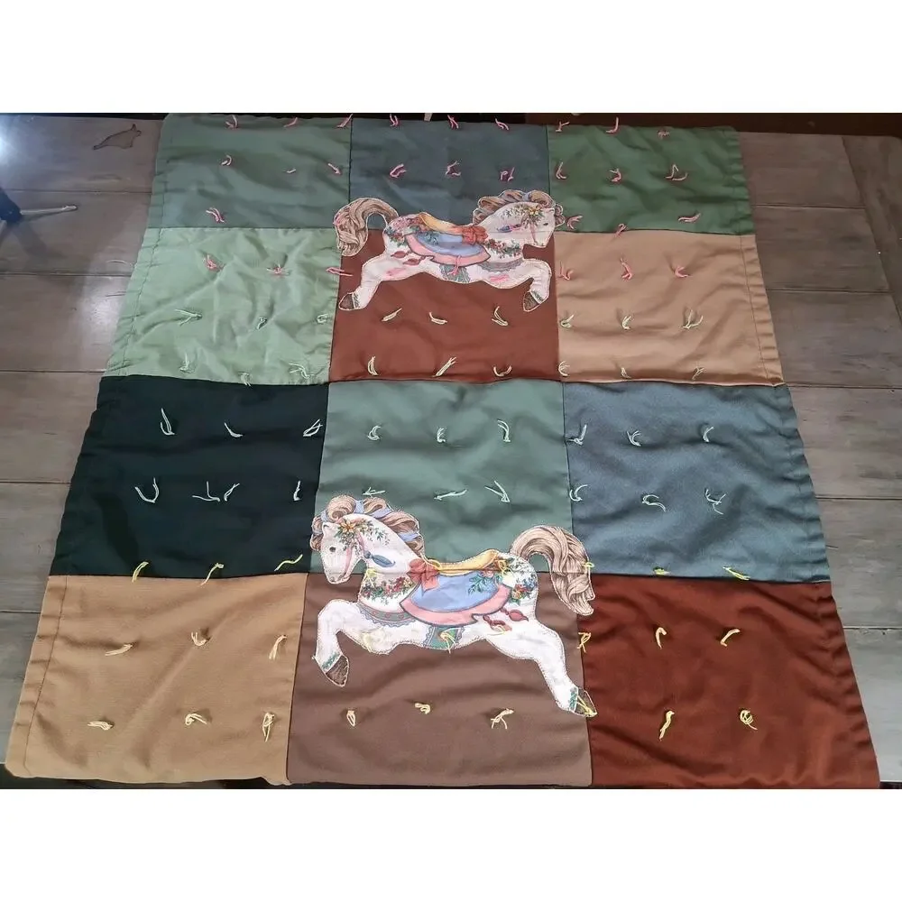 Nice Big Patchwork Horse Blanket Kids Colorful 42×48 Carnival Fair Fun Handmade